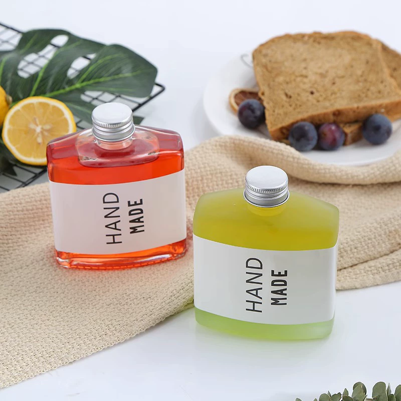 Индивидуальная прозрачная бутылка для сока, переупакованная маленькая бутылка для вина, плоская квадратная стеклянная бутылка для ликера, бутылка для молочного чая, кофе