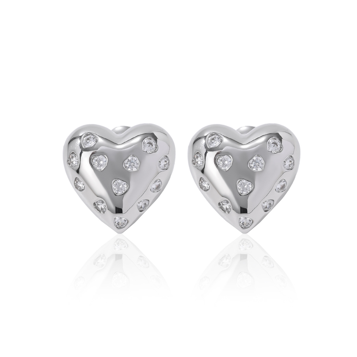Plating Design 1 Pair Simple Style Heart Shape Plating Copper Ear Studs