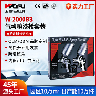 Customized Cross-Border Pneumatic Spray Gun Set W-2000B3 High Atomization Upper Pot Paint Spray Gun Combination Tool