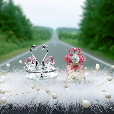Decoration Supplies Car Car Ornaments: Car ornaments - solar-rotating-pink-swan-pink-diamond-love-cylinder-free-essence