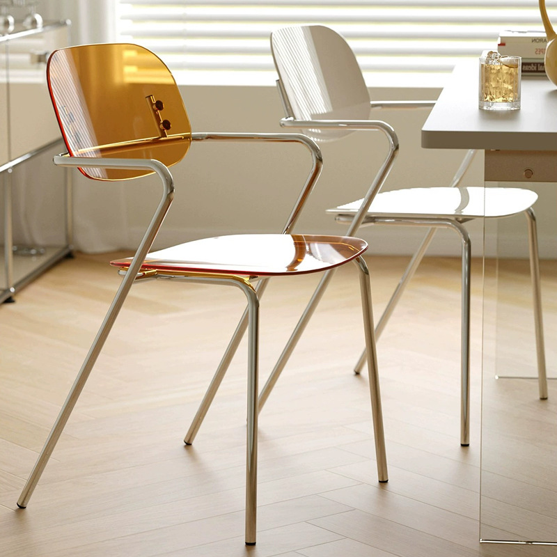 北欧亚克力透明餐椅小户型家用靠背扶手椅网红奶茶店设计师餐凳子