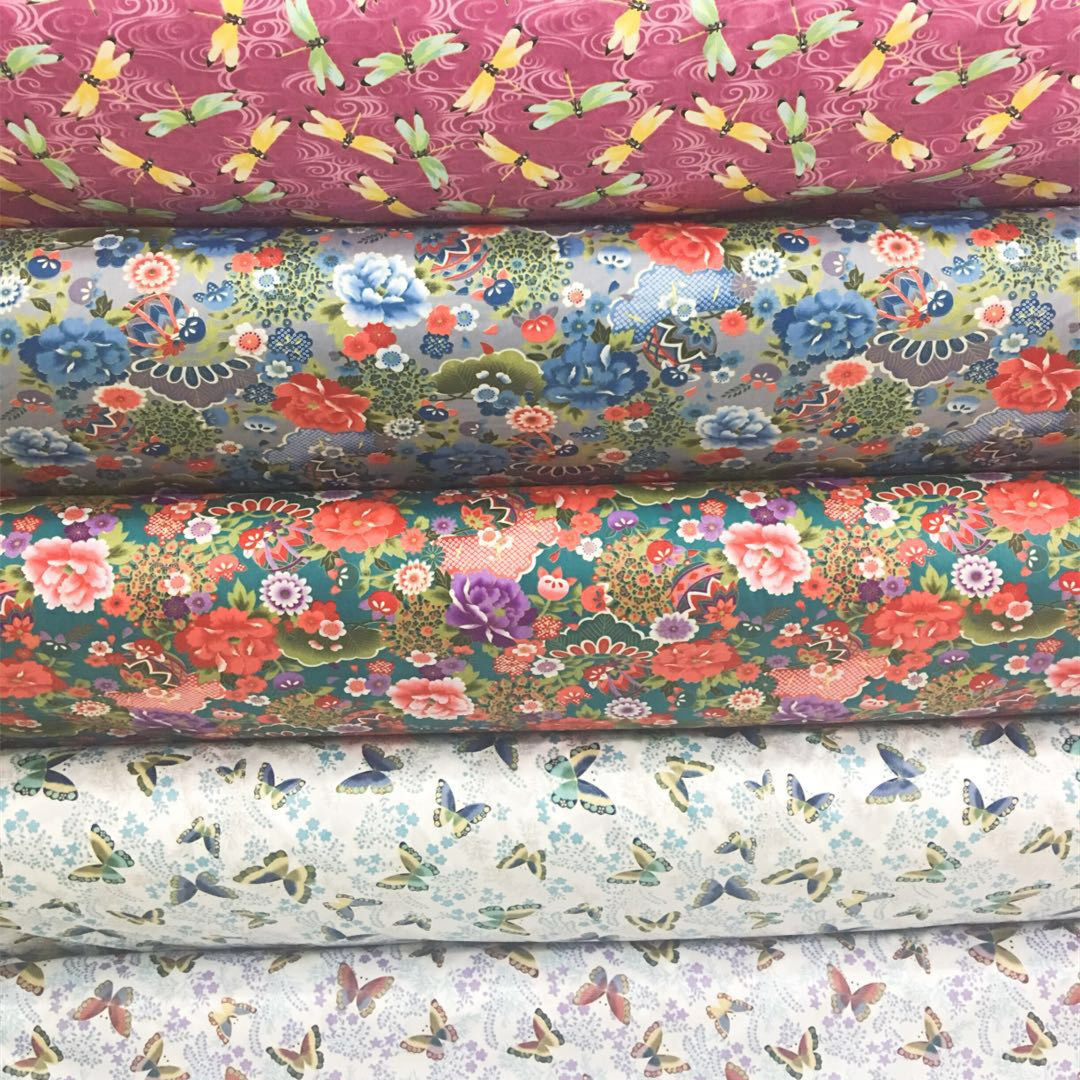 烫金印花日系风格全棉斜纹印花布纯棉布料工艺品布儿童全棉印花布