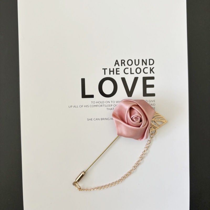 Traje de joyería de estilo coreano para hombres y mujeres cadena de flores rosa ramillete de hoja ramillete broche camisa collar pin collar flor accesorios