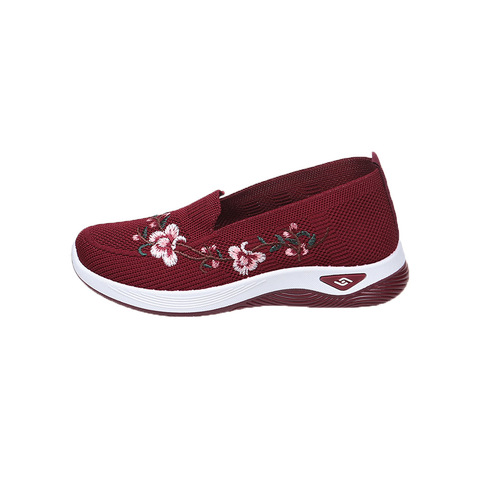Spring and summer retro national style flying woven breathable old Beijing cloth shoes women's flat mother's embroidered shoes comfortable