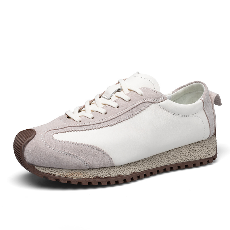 2025 New Men's Breathable Trendy Hot-Selling Genuine Leather Sneakers Retro Sports Casual White Shoes New_vogvips.com
