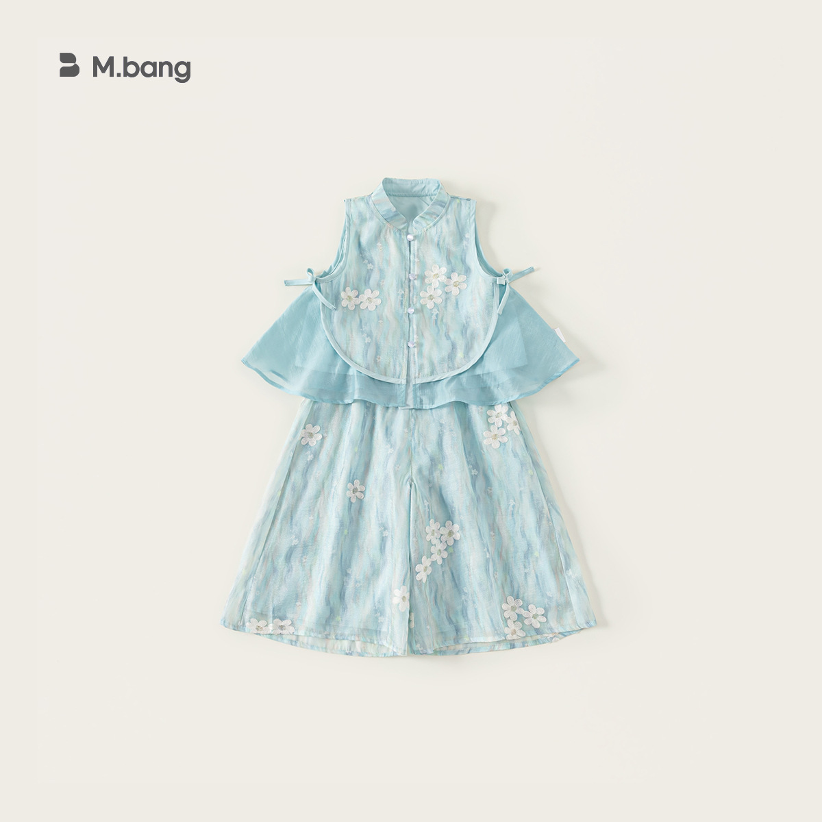 Youbao ropa para niños traje para niñas nuevo estilo chino hebilla bordado sin mangas top holgado pantalones anchos traje de dos piezas para niños
