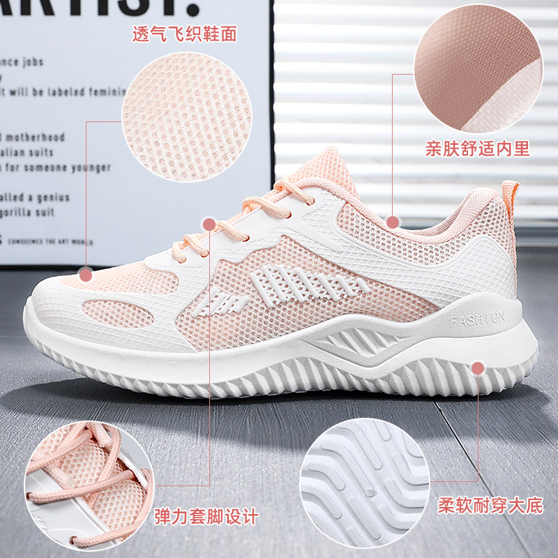 Zapatilla de deporte de las mujeres 2024 primavera nuevos zapatos corrientes respirables ocasionales fábrica directa inferior suave zapatos deportivos de las mujeres