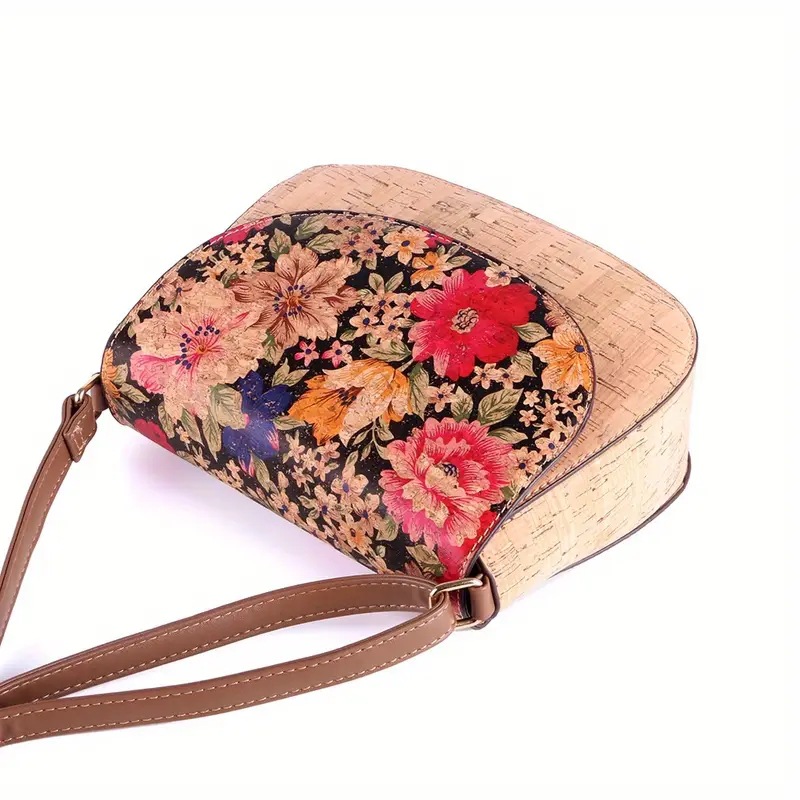 2024 New Cork Print Art Flip Saddle Versatile Casual Butterfly Back Zipper Crossbody Bag_voghion.com