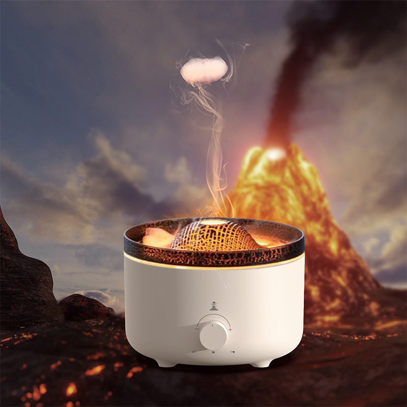 仿真火焰加湿器雨滴香薰机家用大容量智能火山喷雾雾化器批发|undefined