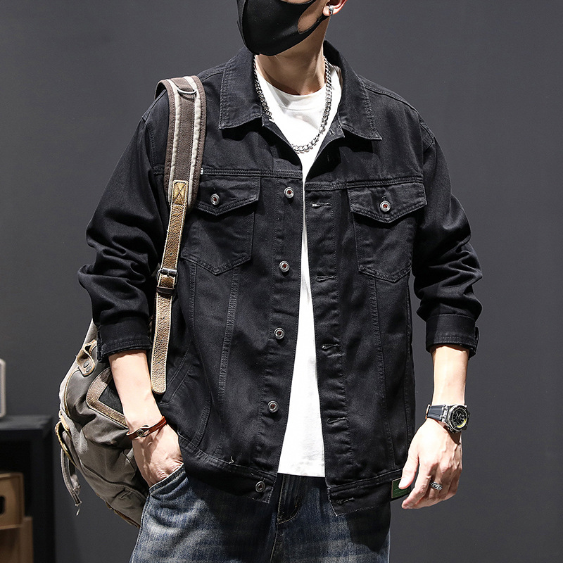 Men's Denim Jacket Washed Retro Loose Versatile Blue Denim Coat_voghion.com