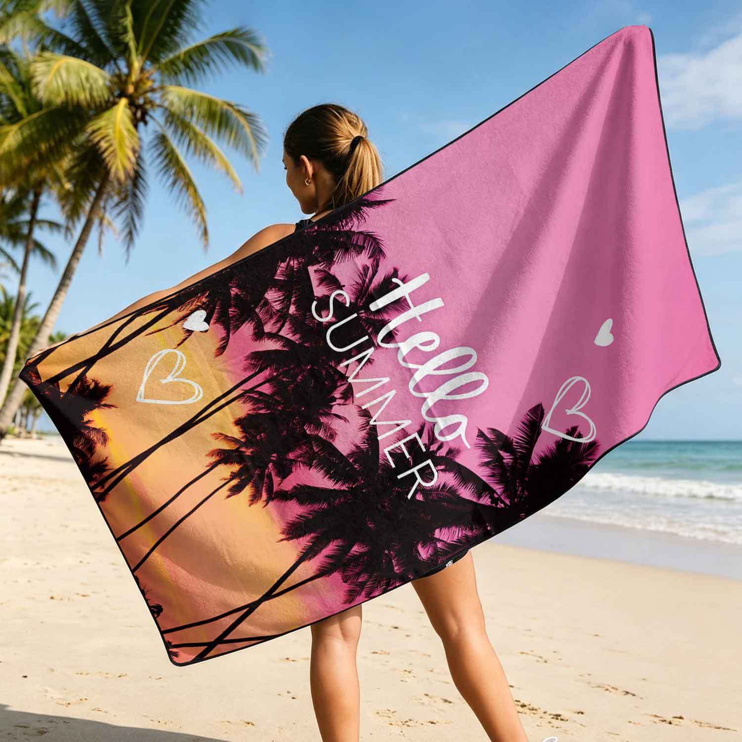 Printed bath towel and car seat cover 2-in-1, ultra-fine fiber outdoor beach and car dual-use universal seat cushion