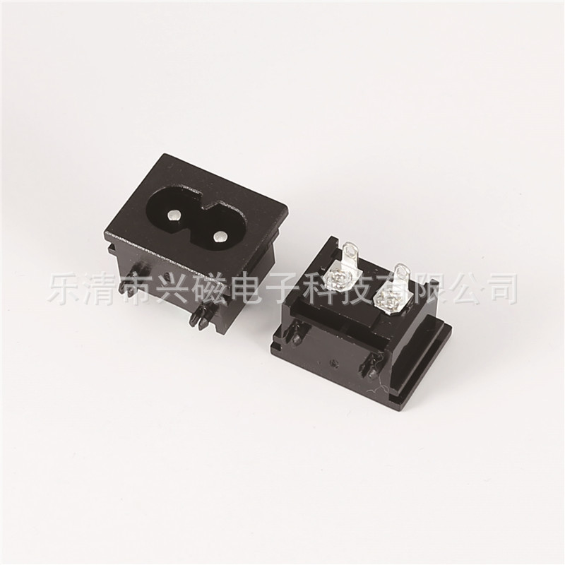 兴磁八字型AC电源插座带定位柱八字尾座带定位柱插座XC-018E DB-8