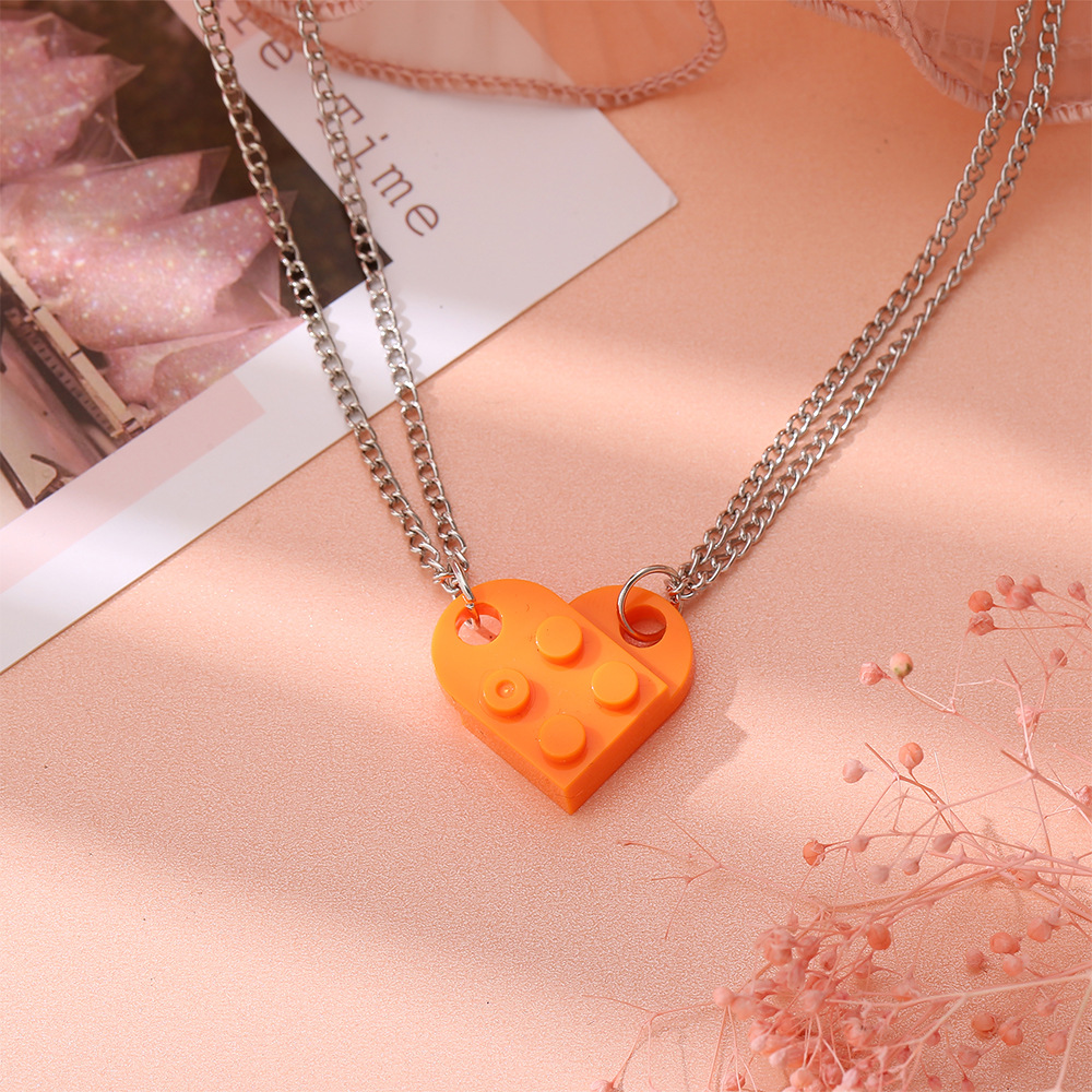 Simple Heart-Shape Double Bead Chain Necklace