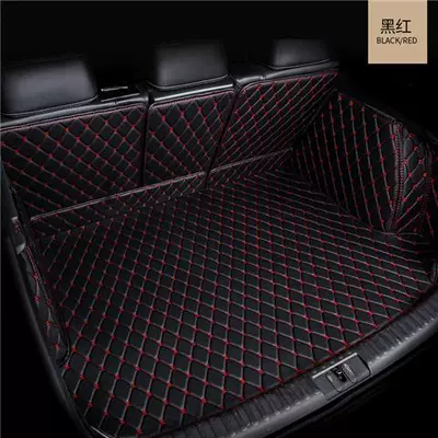 Volkswagen Tiguan LX New Trunk Mat - full-encirclement-black-and-red-leather-leave-a-message-car-name-year-default-item