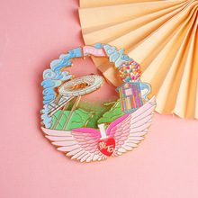 黄石金属冰箱贴批发中国城市湖北文创饰品天空之城磁湖旅游纪念品