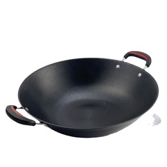 2F老式雙耳生鐵鑄鐵鍋不粘鍋炒鍋圓底平底無塗層家用燃氣灶大鐵鍋