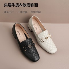 2023新型の百合靴の太さと英倫の小さい革靴の本革の中で女性の靴と一緒に楽福靴の女性を漕ぎます。