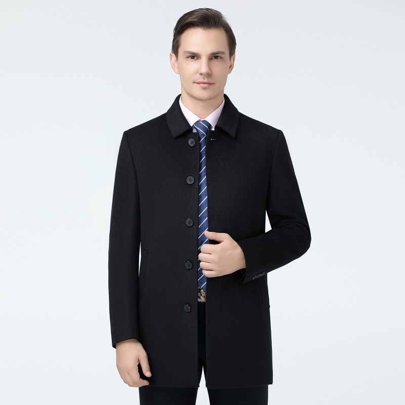 秋冬高档品牌茄克男士外套绵羊毛商务休闲保暖夹克职业行政爸爸装