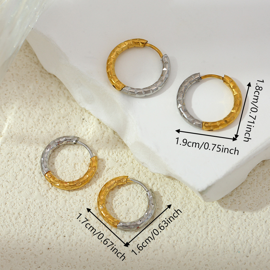 Moda transfronteriza europea y americana de acero inoxidable color aretes redondos pendientes irregulares joyas de acero de titanio joyas al por mayor