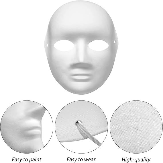 Amazon DIY Máscara en blanco Carnaval para hombres y mujeres Máscara de pulpa pintada a mano para niños Accesorios de actividades hechas a mano para padres e hijos