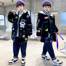 童裝2022新款兒童棉服韓版男童外套潮中大童加絨保暖冬裝棉衣代發