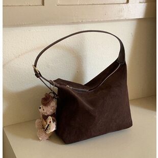 Demi-season retro suede one-shoulder bag, shoulder bag, Korean style