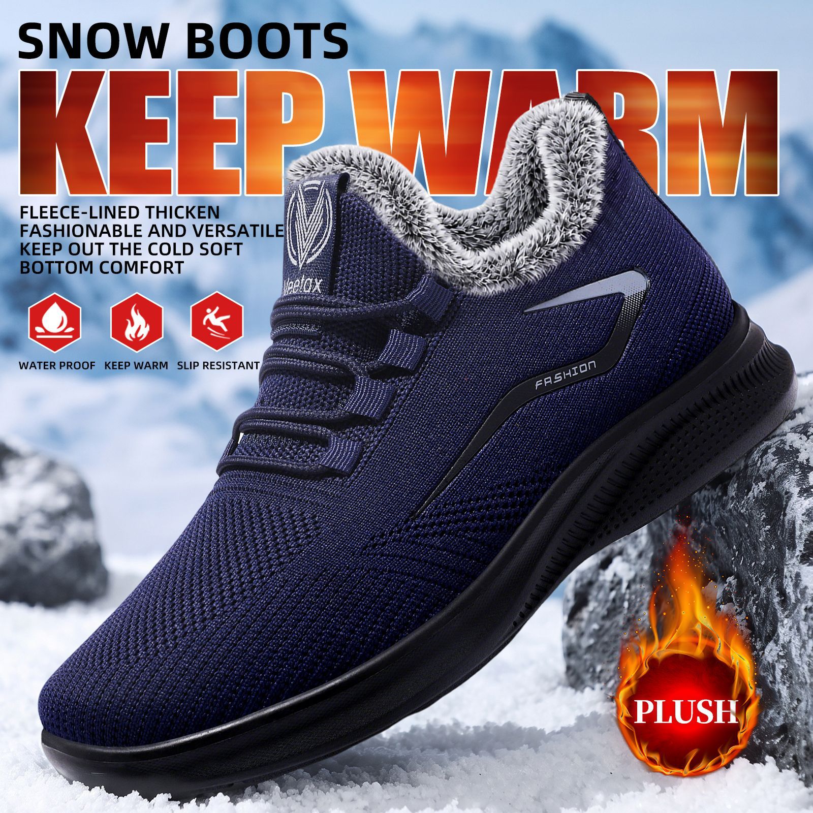 Winter Cotton Shoes for Middle-Aged and Elderly Men, Old Beijing Cloth Shoes, Men's Style, Fleece-Lined, Thickened, Warm Shoes for Men, Elderly Shoes
