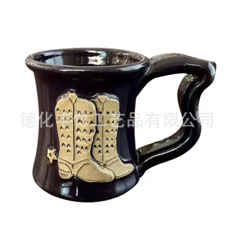 Western Cowboy Boot Mug 陶瓷西部牛仔马克水杯早餐杯靴子咖啡杯