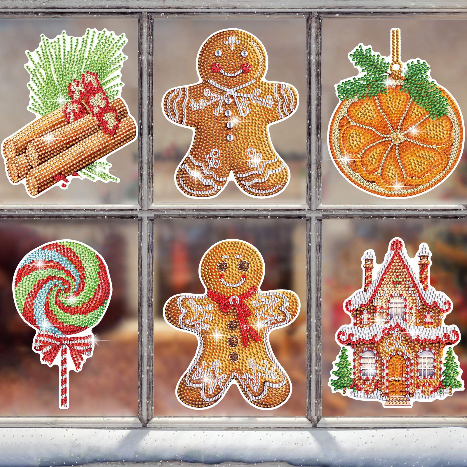 Nuevos productos Dibujos animados Galletas navideñas Gente Pintura de diamantes Pegatinas al azar Pegatinas de bricolaje Pegatinas de ventana Artesanías de cristal para niños Diamantes brillantes