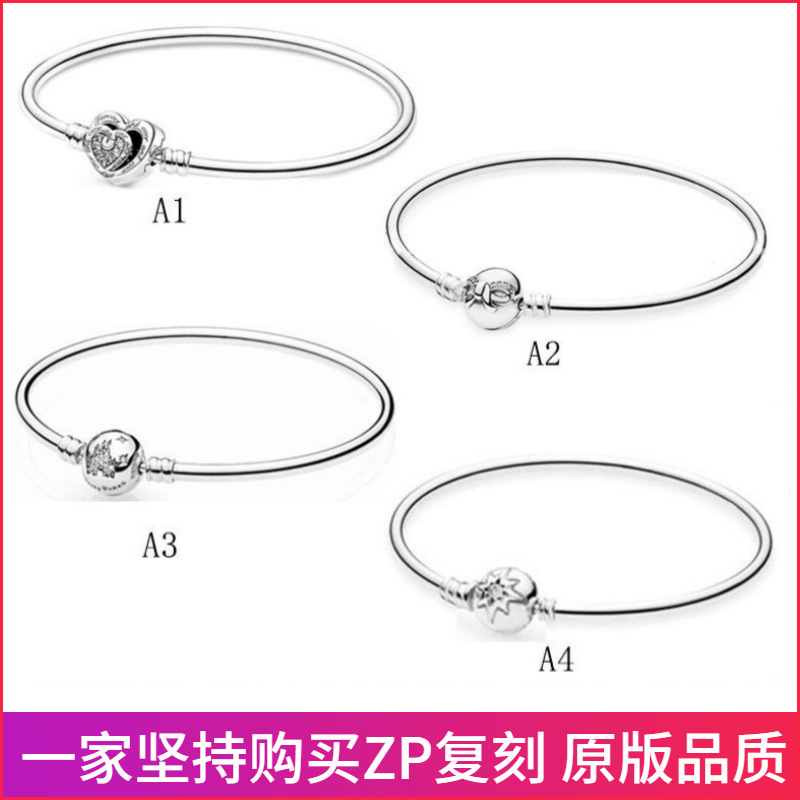 Pangadora S925 Sterling Silver Bracelet Classic Style Di Sini Bow Button Head Love Tree Smooth Bracelet diy