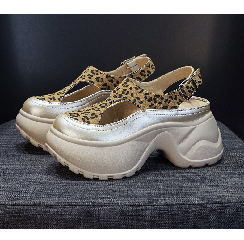 Sandal nữ đế dày mũi bít phong cách La Mã — M2897 xanh lá, M2897 bạc, M2897 màu mơ, M2897 màu da báo chi tiết 23