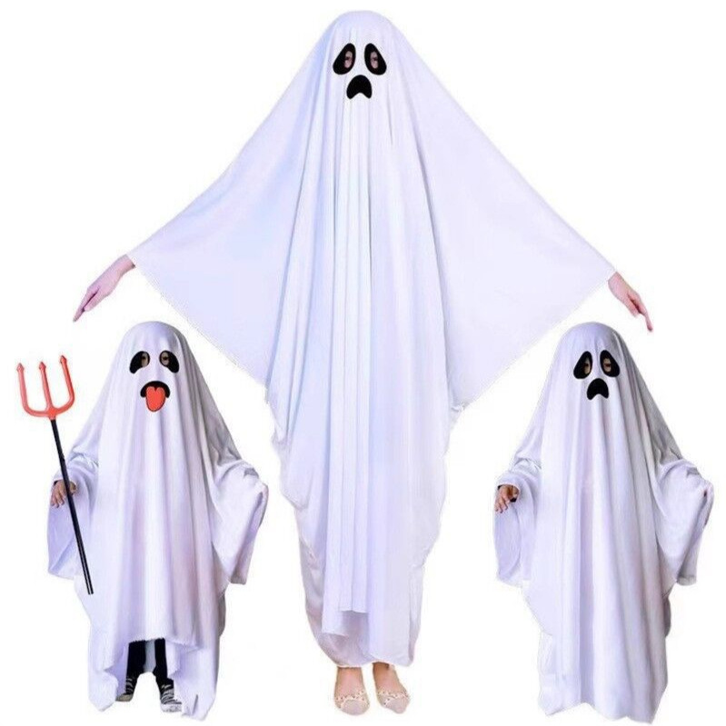 Cross-Border Halloween Children's Ghost Costumes, Ghost Face Cloaks, Parent-Child Outfits, Capes for Masquerade Parties