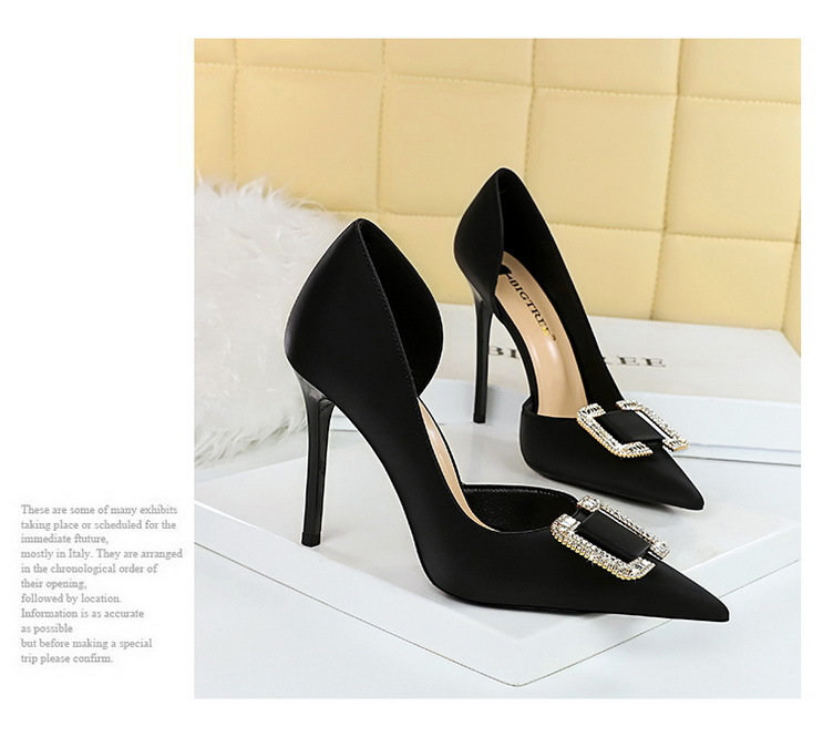 Slim side hollowed-out high heels for women slim heels super high heels rhinestone buckle single shoes_voghion.com