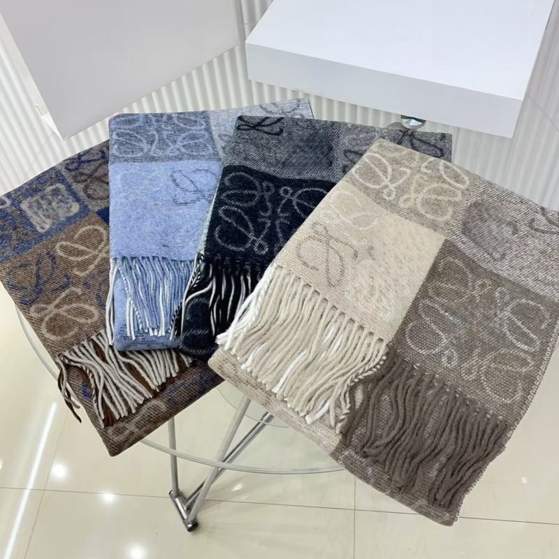 İki tərəfli kaşmir şərf, dama və hərf naxışlı, unisex