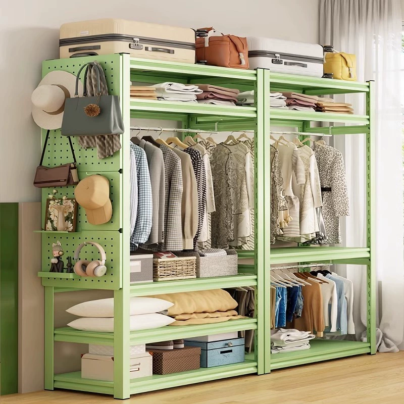 Бытовая красочная вешалка для одежды, полка для гардероба, аренда комнаты, стеллаж для хранения одежды, экономичный шкаф, угловая стальная вешалка для одежды «сделай сам»