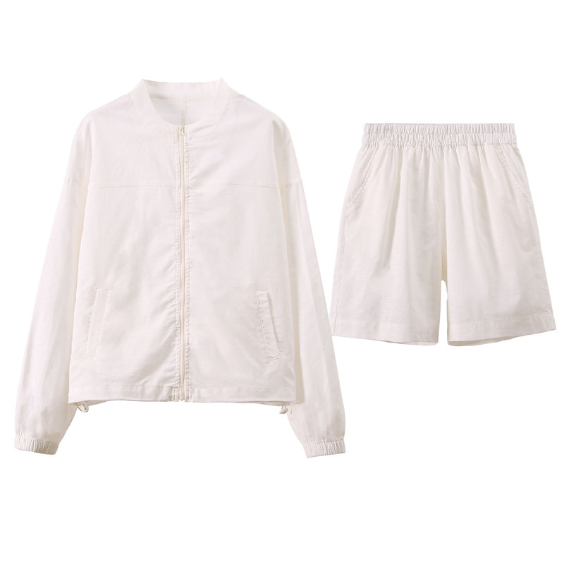 東大門シンプルリネンスーツ Jshop 夏新作カジュアル無地ジッパーラペルシングルポケット長袖ジャケット|undefined