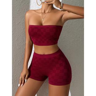 G 36481 Grid One-Shoulder Bralette Set �������b �W���羳