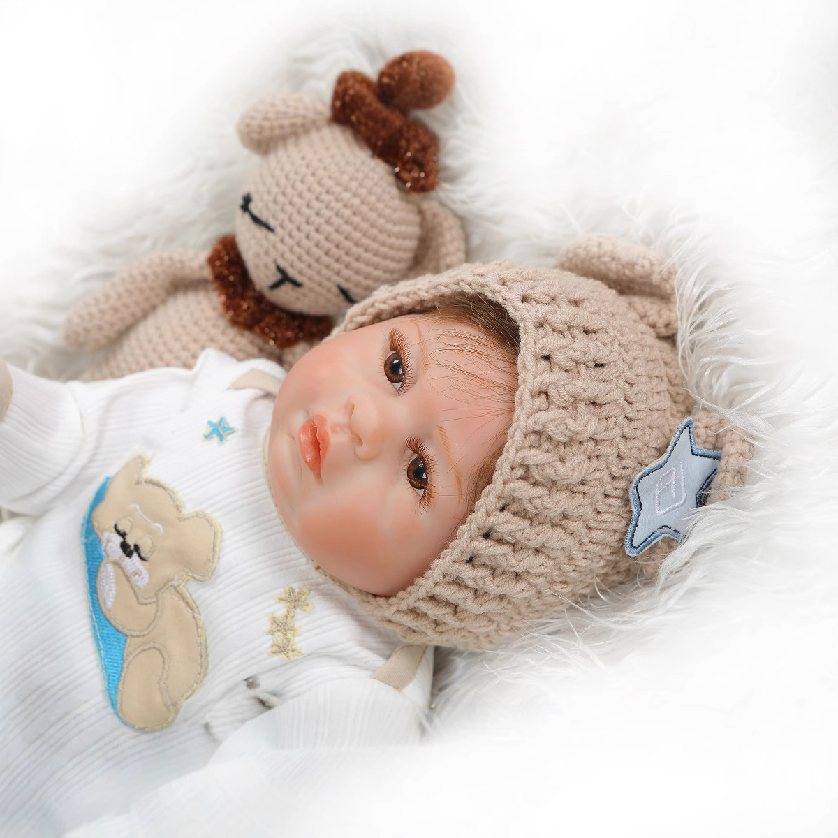 Nuevo pegamento completo simulación muñeca doble bebé muñeca de silicona juguete favorito de los niños