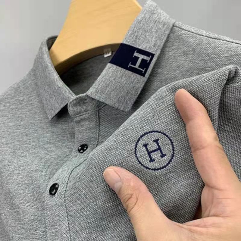 (Se admite la entrega de una pieza) Camiseta de manga corta para hombre de verano bordada camisa de polo de talla grande de negocios de moda Comercio exterior Al por mayor