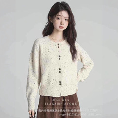 实拍◆有现货◆海盐奥利奥/复古点点纱 毛衣开衫女长袖针织衫上衣