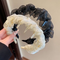 满天星串珠泡泡波浪发箍波点编发带欧根纱高颅顶发箍洗脸碎发卡饰