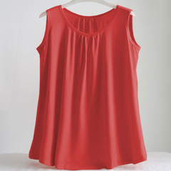 Women's vest plus fat plus size inner strap loose round neck summer middle-aged fat mm sleeveless base shirt