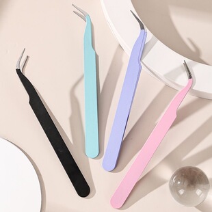 False Eyelash Tweezers, Beginner Eyelash Curler, Elbow Clip, High-Precision Novice Entry-Level Safety Grafting Tool Set