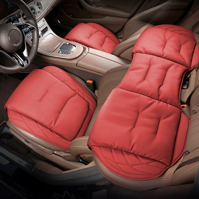 Seat cushion, seat cover – seasons nappa leather seat cushion suitable - three-piece-set-of-front-and-rear-rows-volcanic-red-s-style-nappa-leather