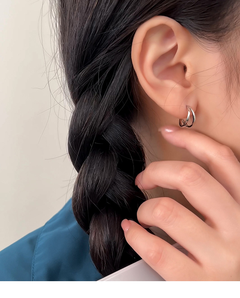 S pure silver temperament, high-end feeling, double-layer earrings, 2023 new trend, light luxury, niche design, plain_voghion.com