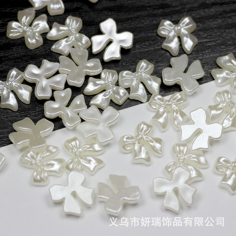 Acrylic Bow Tie Ribbon Bow 11mm Pearl Color Nail Art Accessories Nail Decoration Three-Dimensional Material