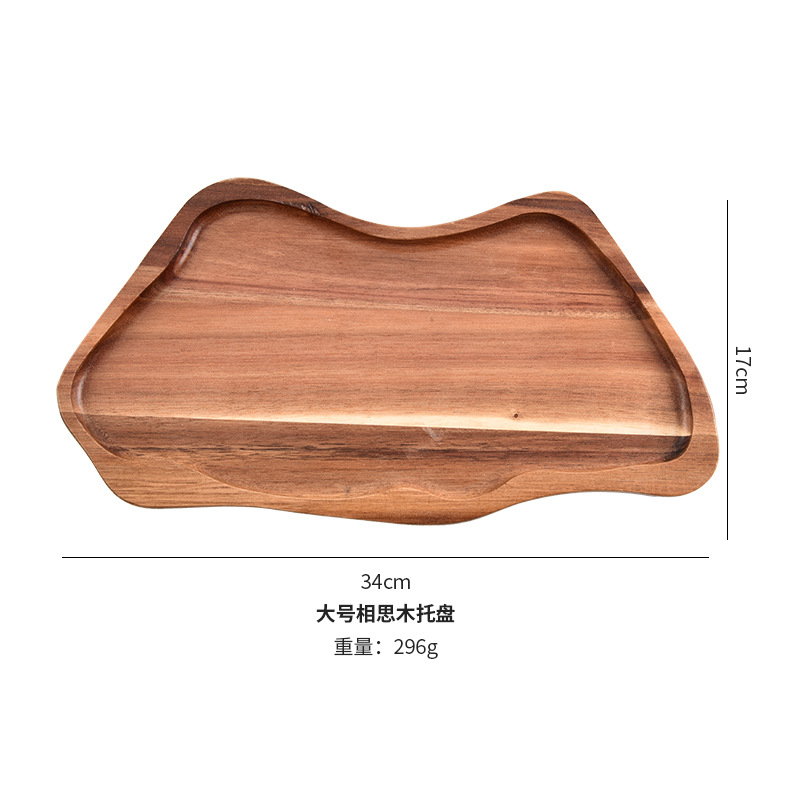 Transfronteriza venta directa de bandejas de madera acacia irregular sushi pizza pan pan madera bocadillos tablero de corte bandeja en forma de M