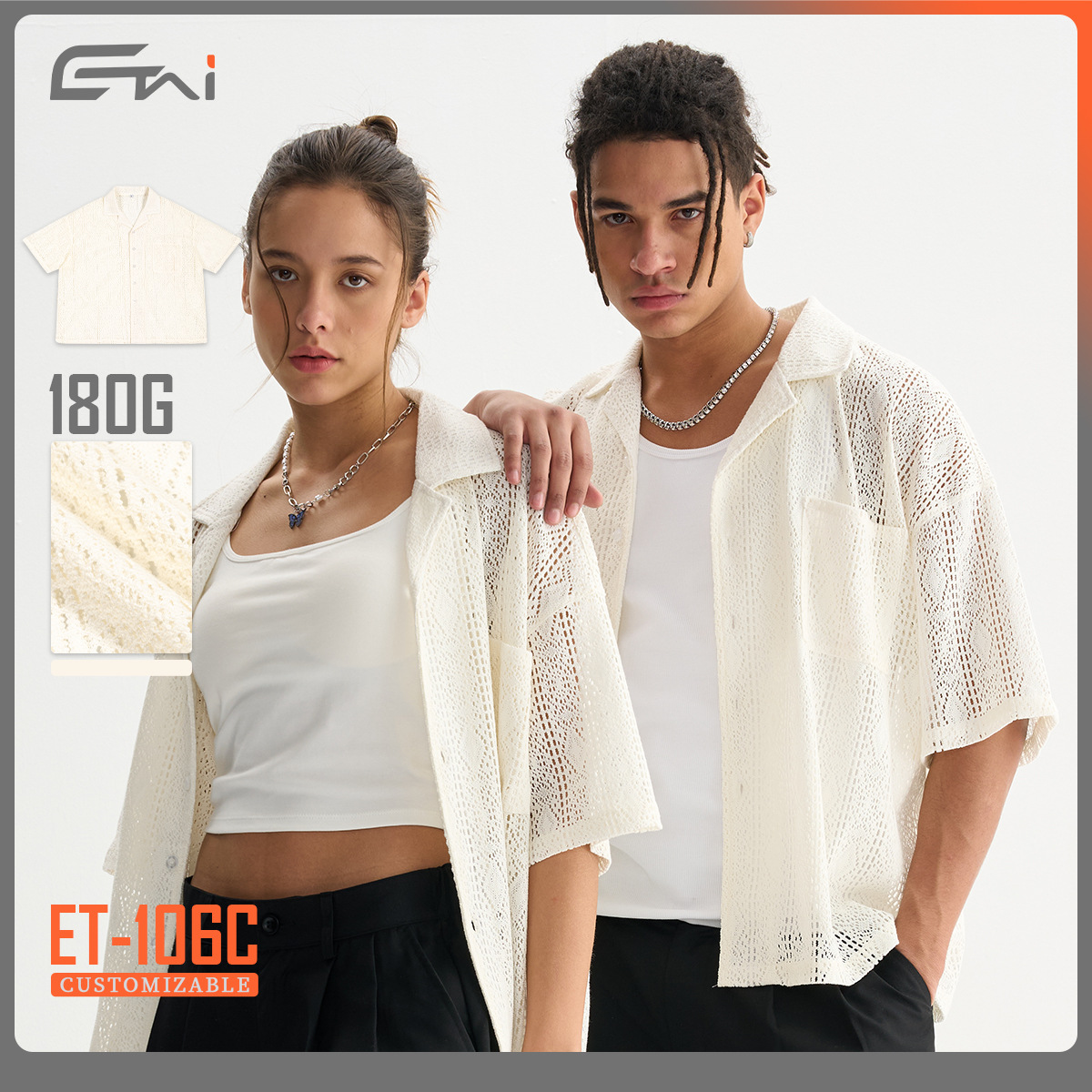 ETAI Hombre| Camisas de gancho de malla de moda de moda de verano de camisa de encaje casual de hombre