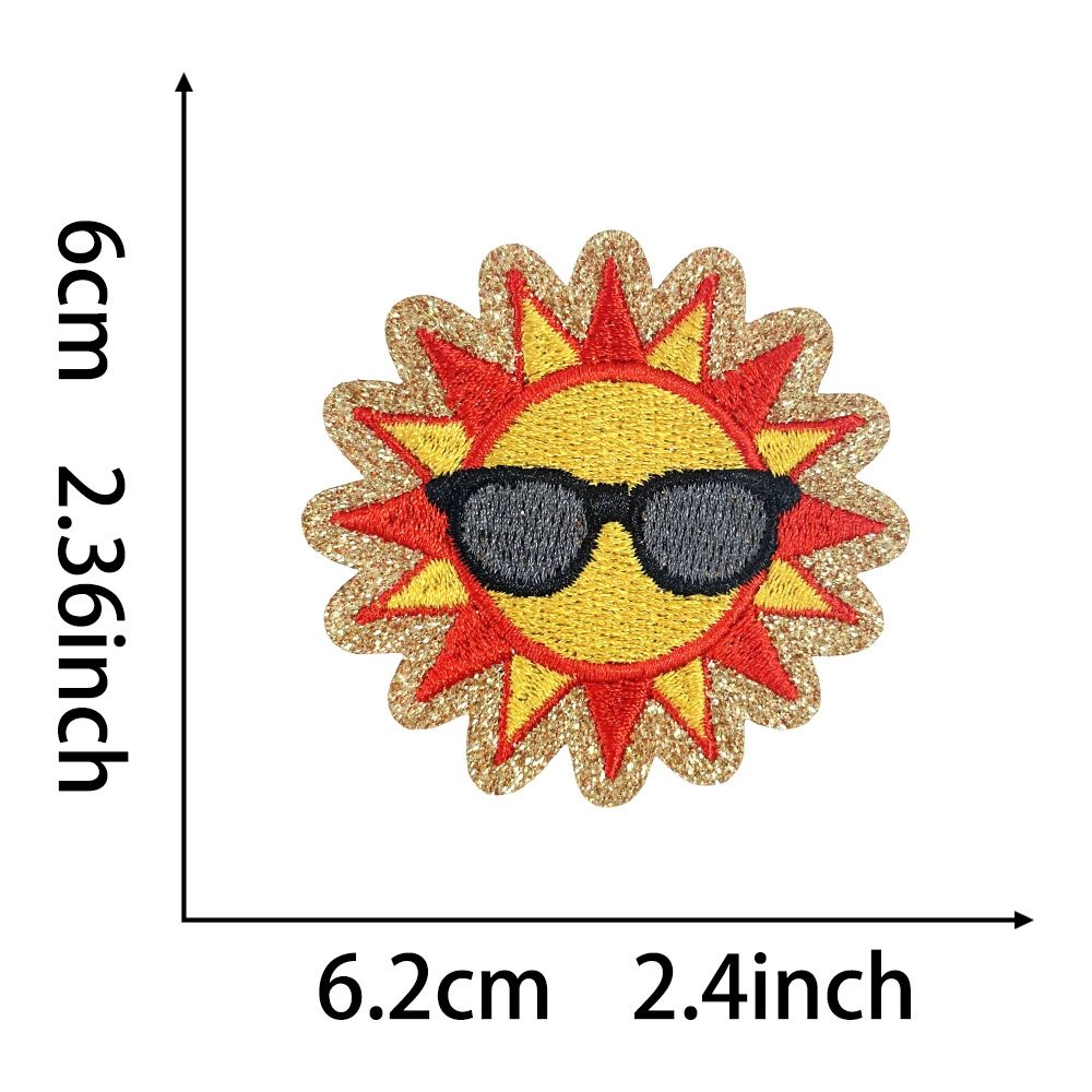 Embroidered Patch Set — Summer Beach & Surf Motifs, Assorted Designs, 6.3×5.1 cm