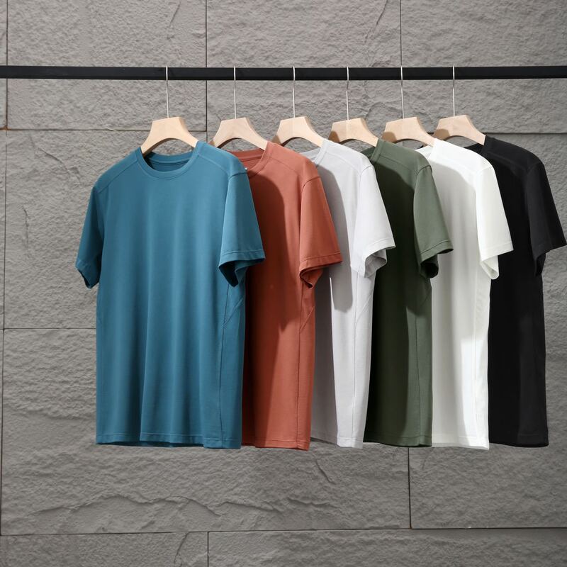 Cooling Sensation~ Silk Lyocell Blend High-End Summer Men's Silky Drapey Sun-Protective Breathable Short-Sleeve T-Shirt